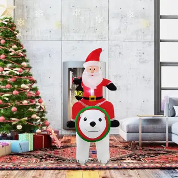 1.85 M Polarni Medved Napihljivi Božič Santa Claus Jahanje Polarni Medved LED Tresenje Glave Lutka v Zaprtih prostorih, na Prostem Vrt Božični Dekor