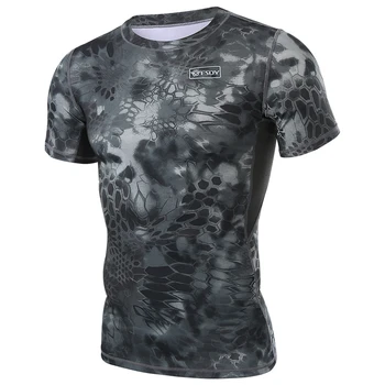 Moške Vojske Taktično T Shirt Slog Vojaške Kratek Rokav Python Prikrivanje, Quick Dry Majica Fashion O Vratu Priložnostne Tee Majica