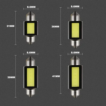 NLpearl 2x Signalna luč C10W C5W LED Žarnice Festoon 31mm 36 mm 39 mm 41mm 12V Bela Cob SMD Avto Tablice Notranje zadeve Branje Svetlobe