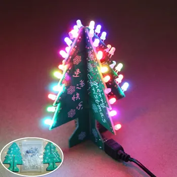Model Komplet Pisane Božično Drevo 3D LED DIY Flash Vezja Deli Elektronskih Učnih Komplet za Zabavno Suite Dekor Božič Darilo z Glasbo