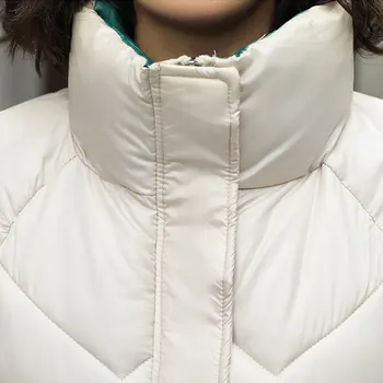 Korejski Stojalo ovratnik Kratke Ohlapne Jakna Ženske Modni Sijajni 2020 Novo Debele Zimske Navzdol Bombaž Plašč velikosti Ženskih Parka DH88