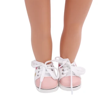 18 inch Dekleta lutka čevlji modni beli Šport Ameriški novorojenčka platno čevelj Otroške igrače fit 43 cm lutke otroka s156