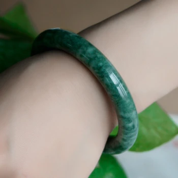 Spusti Ladje, Pravi Naravni Razred Krog Emerald Green Jade Zapestnice Bangles Za Ženske Ročno Izrezljane Bangle Dama Dekle Fine Nakit