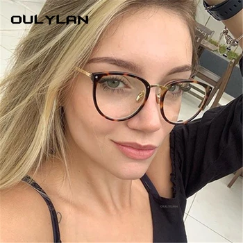Oulylan Pregleden Mačka Oči Očala Okvirji Ženske Modi Ponaredek Očala Kovinski Optični Okvir za Womens