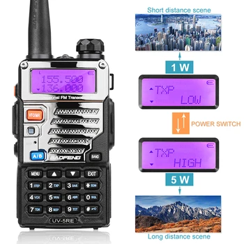 Baofeng UV-5RE Walkie Talkie Prenosni Radio Dual Band VHF 136-174Mhz UHF 400-520Mhz dvosmerni Radijski 5W 128CH
