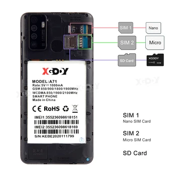 XGODY A71 Pametni 6inch 1GB, 8GB MT6580 Quad Core 2200mAh GPS, WiFi, 3G Mobilni Telefon Android