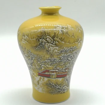 Tongzhi slog rumeno glazuro sneg kulise gora vzorec starinsko vazo doma okras v dnevni sobi zbirko porcelana