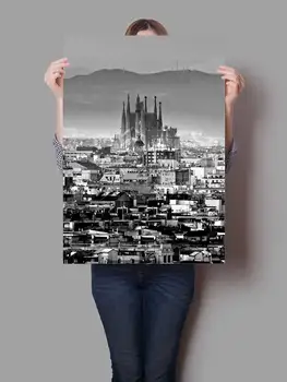 Barcelona Skyline Španija Potovanja Poster Tiskanje Platno Slikarstvo Sagrada Familia Nou Camp Stenskih Slikah, Za Spalnico Doma Dekor