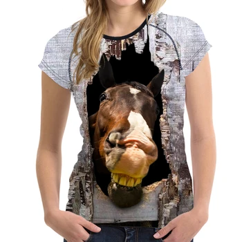 Noisydesigns 3D Nori Konj Ženske T Shirt Poletje Priložnostne Ženski Kratek Rokav Vrh Tees Živali Tiskanje Ženske 2019 t-shirt Brezplačno
