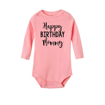 Happy Birthday Mamica Dojenčka Newborn Baby Dekleta Vroče Prodaje Modni Stil Long Sleeve Romper Jumpsuit Obleke Obleke