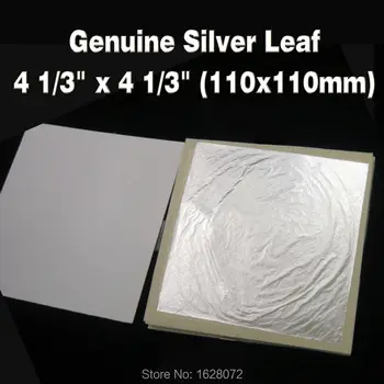 100 Listov 110 X 110mm Čisto Pravega Srebra Listov 99.99% Srebra jedilnih listov srebra za dekoracijo hrane