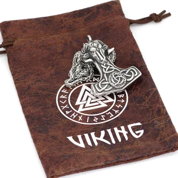 Viking 316L iz Nerjavečega jekla Thor Kladivo Mjolnir Kozje rune Amulet Ogrlico, Obesek