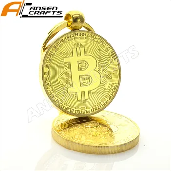Zlato bitcoin key ring z visoko kakovost kapsul