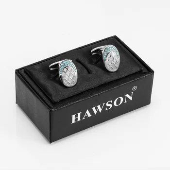 HAWSON Luksuzni zapestne gumbe za Moške francoski Majica Novo Ovalne manšetni s Kristalno Imitacije Rodij/Zlata Ton, Poročni Dodatki