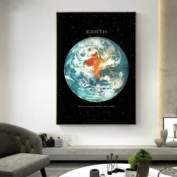 Veliko Vesolje, Planeti Prostor, Zemlja, Luna Venera, Saturn, Sonce Platno Slikarstvo Plakatov in Fotografij Wall Art Slike Cuadros Soba Dekor