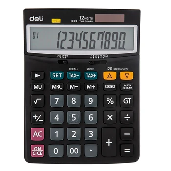 Deli E1630 Kalkulator - 120 koraki preverite Davčne Kalkulatorji 12 mestno - Baterija & Solarno Dvojno moč pisarna poslovni dobave