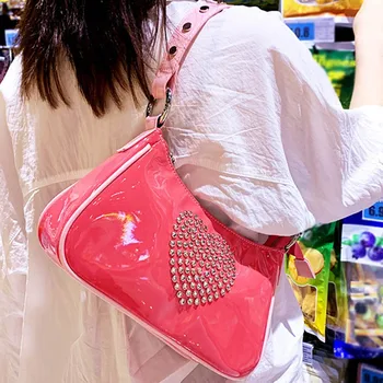 Ženske ramo torbe, Retro Aligator Vzorec Ženske torbice roza diamanti pu torbice večer vrečko Priložnostne Trdna stranka vrečko Bolsas
