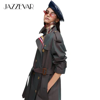 JAZZEVAR 2020 Nov prihod jeseni kaki jarek plašč ženske priložnostne moda visoko kakovostnega bombaža, z pasu dolg plašč za ženske 9004
