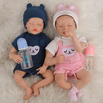 Malčka Dvojčka Rodi Otroka 17inches Silikonski Telo Veren Bebe Prerojeni Lutke Za Otroke Rojstni dan Darilo Igrača