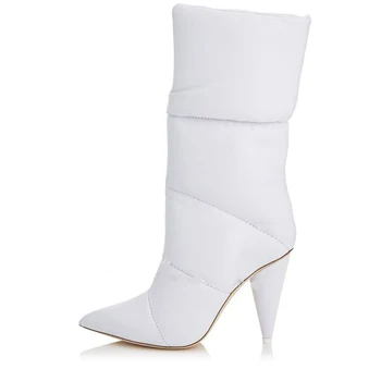 Arden Furtado 2019 pozimi navzdol čevlji bele cone petah moda za ženske ženske v visokih petah pol med tele škornje dame bela črna