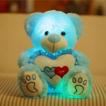 1pc 25 cm Pisane Svetlobna medvedek Plišastih Otroške Igrače Kawaii prižgejo Led Medved Plišaste Igrače Lutka Otroci Božično Darilo za Dekleta