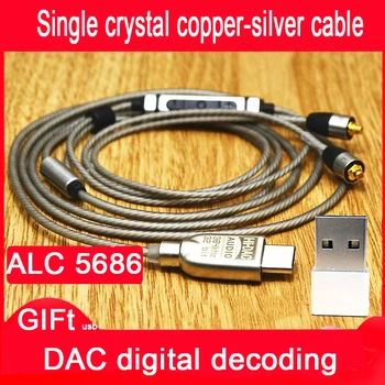 Tip-z DAC c Dekodiranje ALC5686 Čip Adapter Za Sennheiser Ie8 IE80 IE8I za Shure MMCX Se215 SE846 Eno Crystal Bakrenih kablov