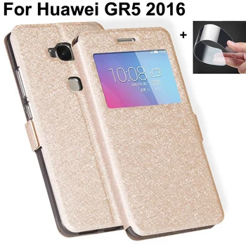 Prednje Okno Usnje Filp Primeru Za Huawei GR5 2016 telefon kritje GR 5 2016 5.5