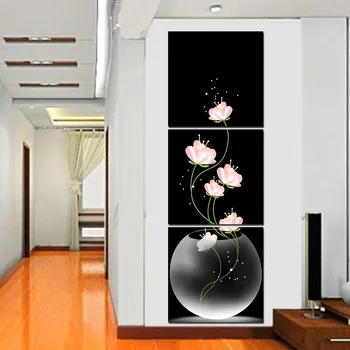 3 kos povzetek Črno ozadje Cvet cvet Kvadratnih Platno Slikarstvo, Tisk Na Platno Wall Art modular slike dnevne sobe