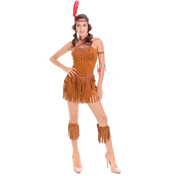 Ženske Seksi Cosplay Cowgirl Kostum Indijanci Princesa Tassel Za Maskiranje Za Odrasle Halloween Carnival Party Kostum, Ples, Oblačila