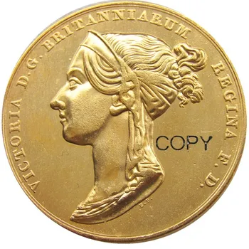 UK 1838 Victoria Kronanje Medallion Gold Plated Kopijo Kovancev