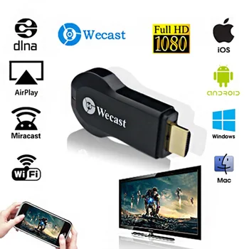 Wecast C2+ WiFi Brezžični Zaslon TV Dongle, HDMI Streaming Media Player Airplay Mirroring Miracast DLNA za Android/IOS/Windows