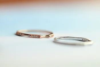 Sterling srebro 925 obroč korejski eno vrstico simulacije diamantni prstan prstan rep obroč ženski mezinec rose zlato, srebro skupno obroč
