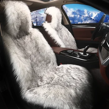 Avto sedežne blazine pozimi volk dlako luksuzen avto mat jeseni in pozimi avto univerzalno sedežne blazine udobno toplo plišastih blazine