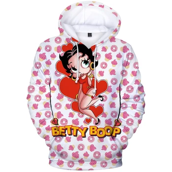 Priljubljena Betty BOOP Hoodies Moški Ženske Ulice nosijo Plašči Hip Hop Majica 3D Tiskanih Fantje/dekleta 3D Hoodies Betty BOOP Puloverji