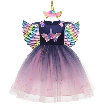 2021 Nova Dekleta Samorog Obleko Otrok Rojstni Dan Princesa Kostum Otroci Karneval Til Poroka Obleke Dekle Unicornio Oblačila