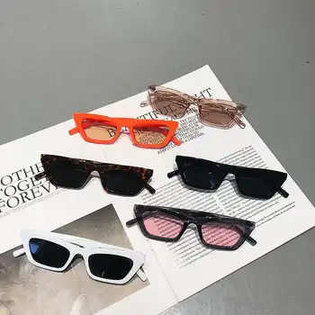 Ženske Vintage sončna Očala Mačje Oko Majhno Polje Kvadratnih Očala Črna Roza Leče Ameriški Stil Modi Luksuzni Oblikovalec Moških Vožnje