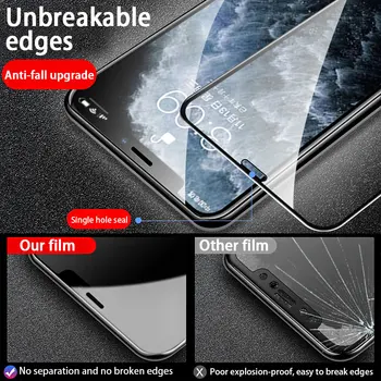 3PCS Polno Kritje Kaljeno Steklo za iphone 6 6S 7 8 Plus SE 2020 X XS 11 Pro Max Zaščitnik Zaslon Zaščitna GlassFront Film