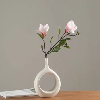 Nordijska Ustvarjalne Bele Keramične Vaze Svetlobe Luksuzni Dodatki Veter Domači Dnevni Sobi Točilne Posušen Cvet Rože Cvet Dekoracijo