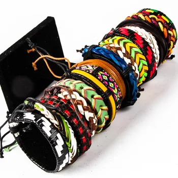 Debelo večino 15 kosov usnja vrv zapestnica usnjeni pas roko vrv ročno tkane moški in ženske lahko nosijo nevtralno zapestnica darilo