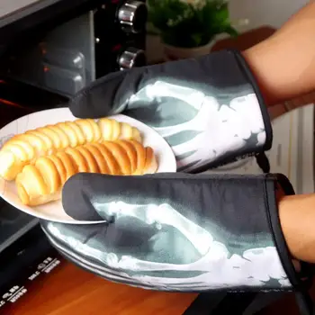 Nova Mikrovalovna Pečica Rokavice Banana Okostje 3D Tiskane Bombažne Rokavice brez prstov Peko Doma Dobave Pečica Izolirana Rokavice 1 Par