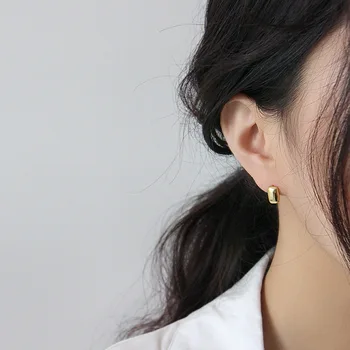 Korejska Različica Vroče Prodaje 925 Sterling Srebrni Uhani Za ženske Kvadratnih Preprost Stil Modni Trend Nakit
