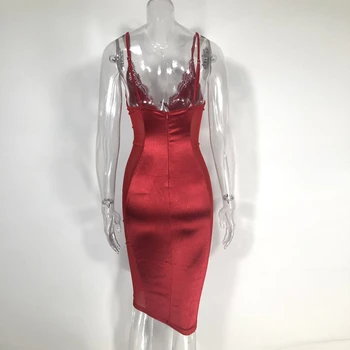Nova moda seksi šivanje čipke vidika trak vrečko hip obleko ženski 2019 pomlad in poletje barva priložnostne obleko B285