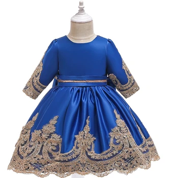 Novo Dekle se je Bowknot Čipke Obleko Dekleta Poroko Princesa Božič Obleko Dekle Rojstni dan Kostum Otroci Elegantno Obleko Puhasto