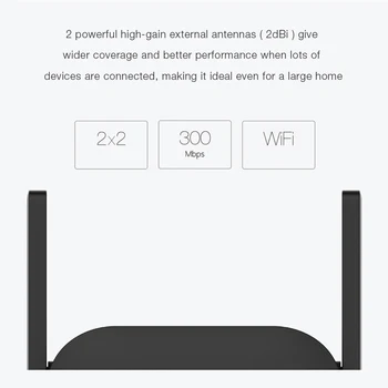 Xiaomi Mijia WiFi Vmesnik Pro 300M Mi Ojačevalnik Omrežja za razširjanje Usmerjevalnik Moč Extender Roteador 2 Antena za Usmerjevalnik Wi-Fi