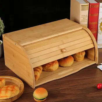 Bambus Kruh Škatli S Pokrovom Exquisitely Polirani Gladko Površino Prah-dokazilo Preprosto Pecivo Sadje Škatla za Shranjevanje Organizator Za Kuhinjo