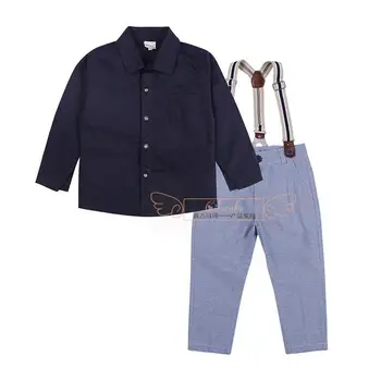 Nov Modni Šoli Veter Lep Gospod Otrok, Fant, Majica + hlače z Oprsnikom 2Pcs Otroška Oblačila Sklop