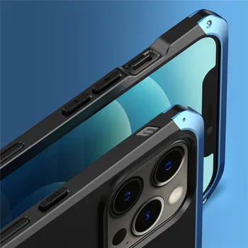Shockproof Kovinski Oklep Primeru Za iPhone 12 Pro Max Primeru Luksuznih Aluminija + PC Polno Kritje Coque Za iPhone Mini 12 12 Pro Max Funda