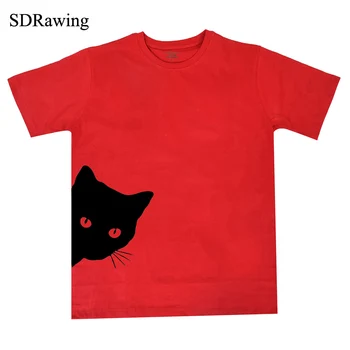 Smešno Mačka natisnete Stran za Tiskanje Ženske Tshirt Bombaž Priložnostne Smešno Majica s kratkimi rokavi Za Dama Dekle Top Tee Hipster Tumblr