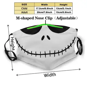 Skellington Nasmeh 3d Tiskanja za Večkratno uporabo Usta Masko Stroj Filter Proti Prahu Masko Halloween Kostumi Za Ženske