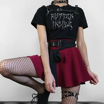 Ženske Gnila Znotraj Gothic T Shirt Egirl Oster Moda Grunge Stil Graphic Tee Ženski Bombaž Kratkimi Rokavi Tshirt Tumblr Goth Vrh